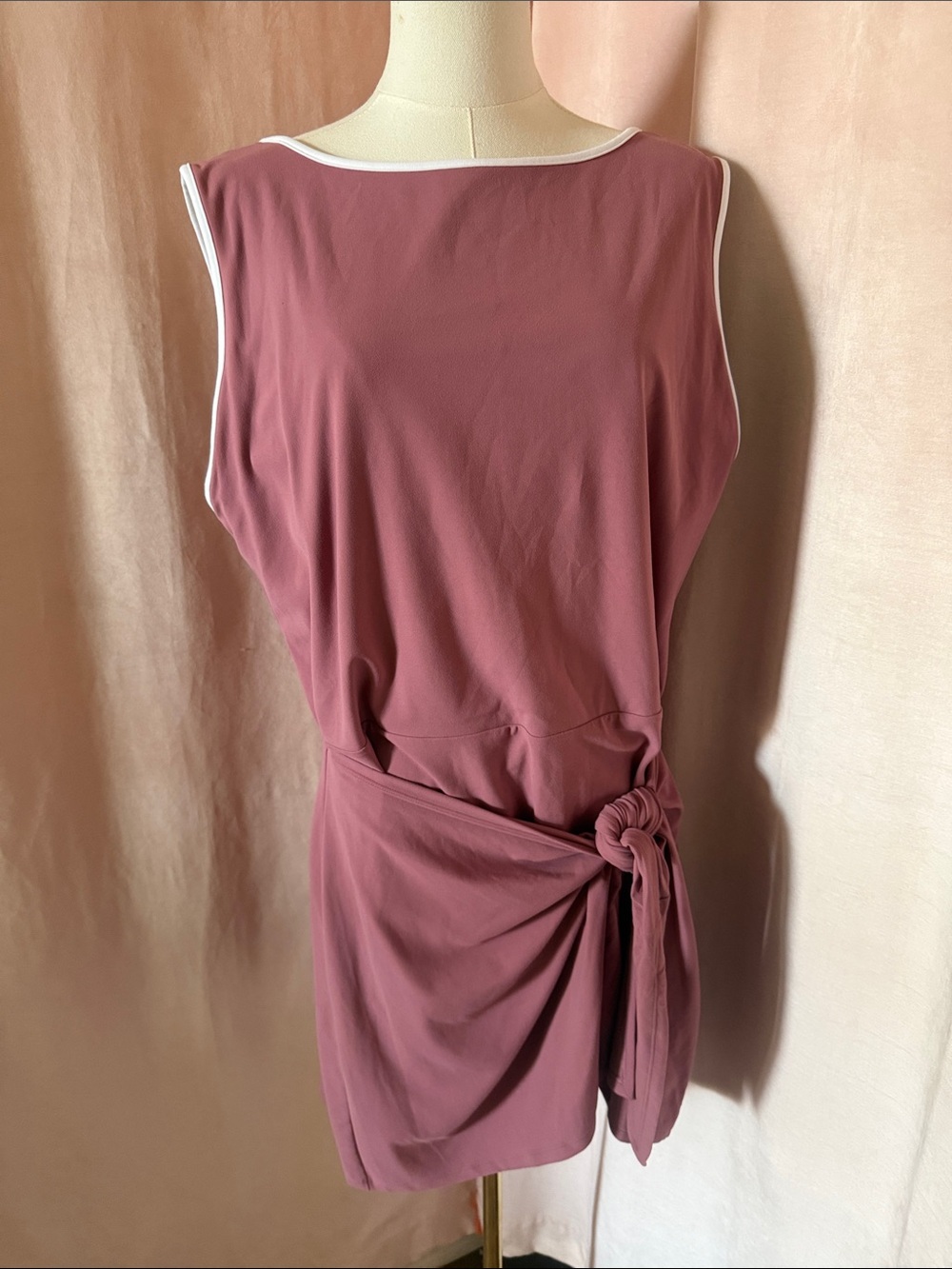 YPB By Abercrombie StudioFlex Sleeveless Rose Mauve Tie Game Mini Dress